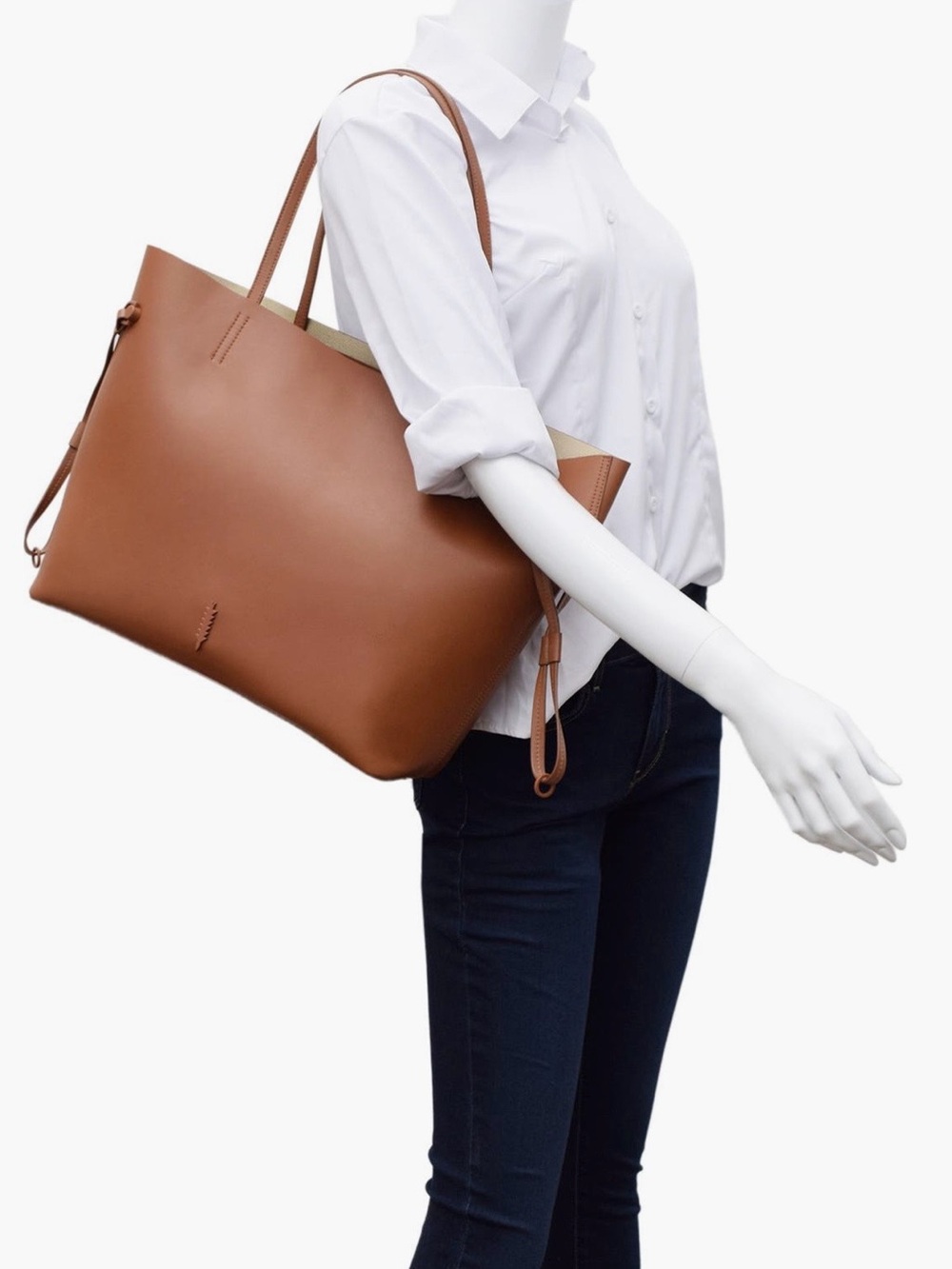 THACKER Kiera Cognac Leather Tote